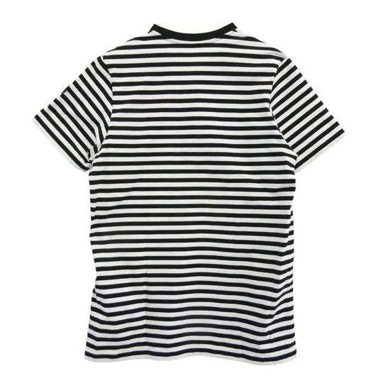 MONCLER モンクレール 23SS I10918C00037 RIGATO LOGO T SHIRT ワッペン ボーダー 半袖 Tシャツ ブラック系 ホワイト系 XL【中古】