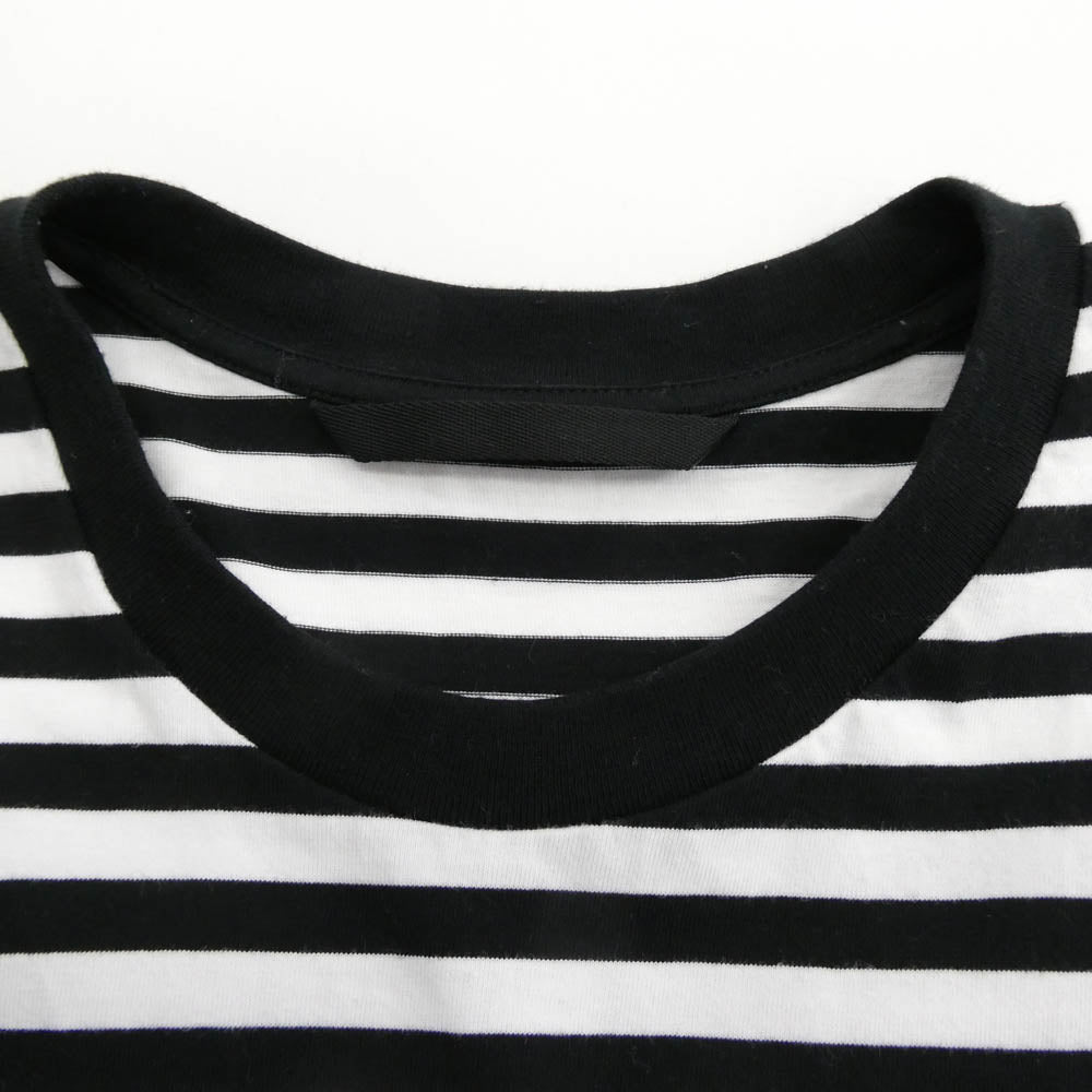 MONCLER モンクレール 23SS I10918C00037 RIGATO LOGO T SHIRT ワッペン ボーダー 半袖 Tシャツ ブラック系 ホワイト系 XL【中古】