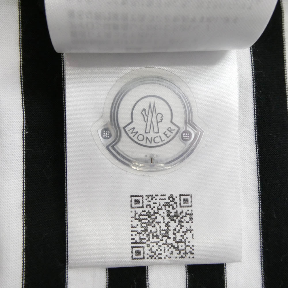 MONCLER モンクレール 23SS I10918C00037 RIGATO LOGO T SHIRT ワッペン ボーダー 半袖 Tシャツ ブラック系 ホワイト系 XL【中古】