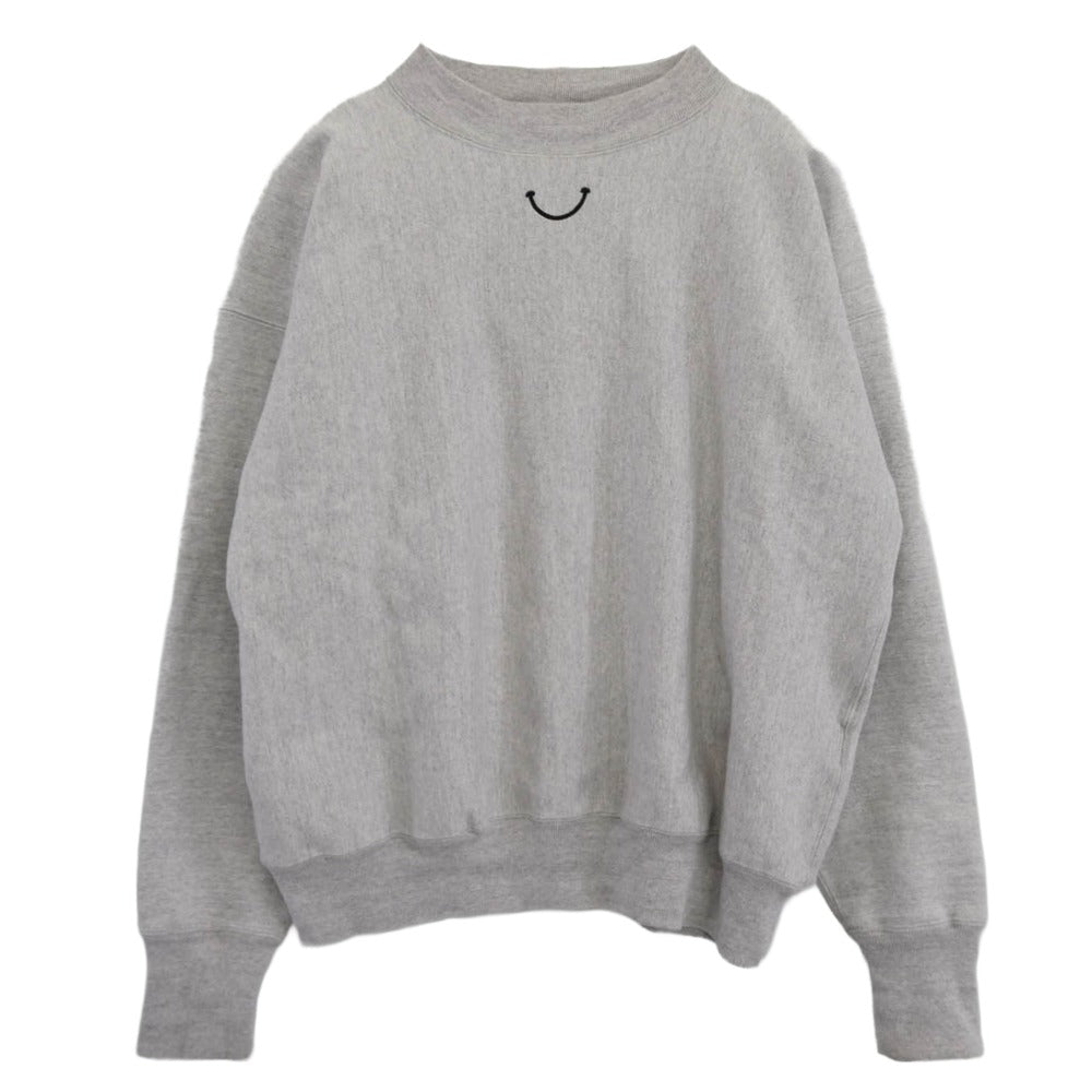 READY MADE レディメイド 23AW RE-CO-GY-00-00-246 M NECK SWT SMILE GRAY モックネック スウェット スマイル 刺繍 バックロゴプリント スウェット グレー系 XL【中古】