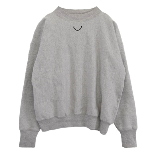 READY MADE レディメイド 23AW RE-CO-GY-00-00-246 M NECK SWT SMILE GRAY モックネック スウェット スマイル 刺繍 バックロゴプリント スウェット グレー系 XL【中古】