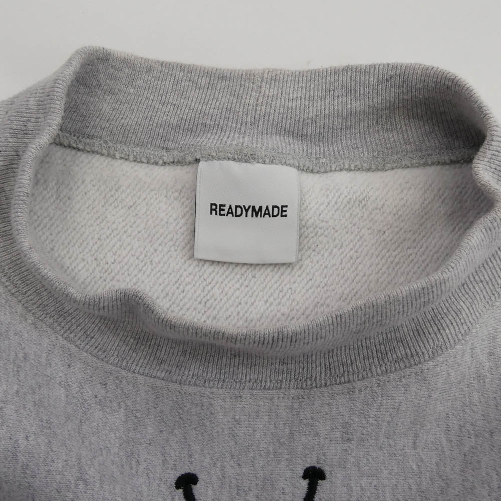 READY MADE レディメイド 23AW RE-CO-GY-00-00-246 M NECK SWT SMILE GRAY モックネック スウェット スマイル 刺繍 バックロゴプリント スウェット グレー系 XL【中古】