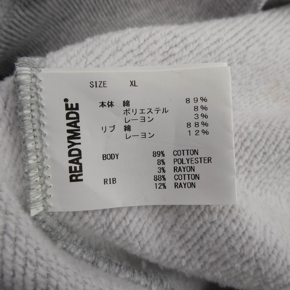 READY MADE レディメイド 23AW RE-CO-GY-00-00-246 M NECK SWT SMILE GRAY モックネック スウェット スマイル 刺繍 バックロゴプリント スウェット グレー系 XL【中古】