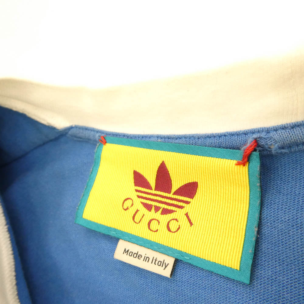 GUCCI グッチ 700506XJEKO × adidas アディダス ロゴプリントサイドライン長袖 カットソー ブルー系 M【中古】