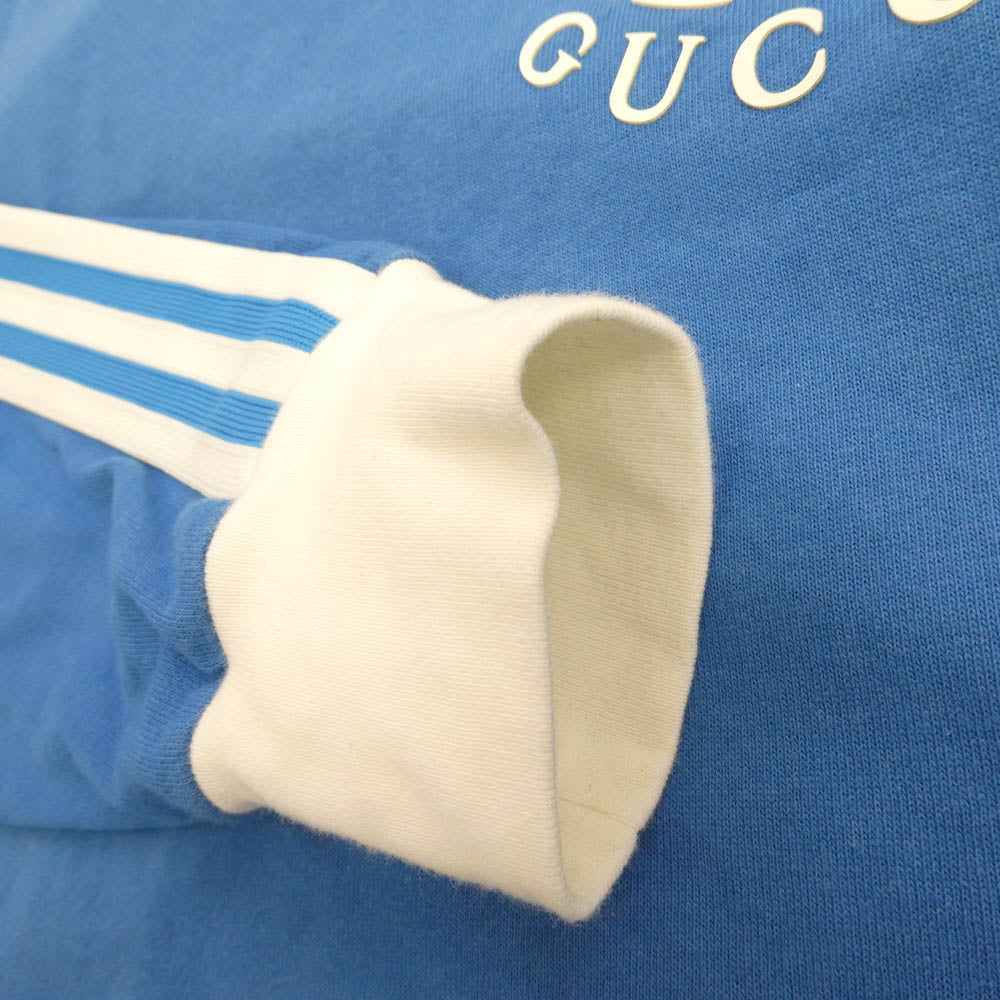 GUCCI グッチ 700506XJEKO × adidas アディダス ロゴプリントサイドライン長袖 カットソー ブルー系 M【中古】