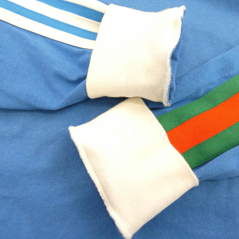 GUCCI グッチ 700506XJEKO × adidas アディダス ロゴプリントサイドライン長袖 カットソー ブルー系 M【中古】