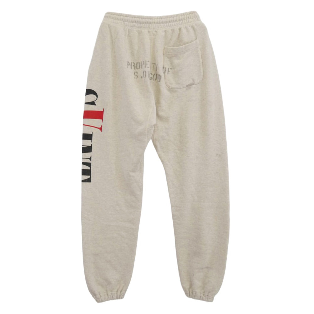 SAINT MICHAEL セントマイケル 22SS SM-S22-0000-084 × VLONE ヴィーロン SWEAT LONG PANTS スウェット ロングパンツ ユーズド ダメージ加工 グレー系 M【中古】