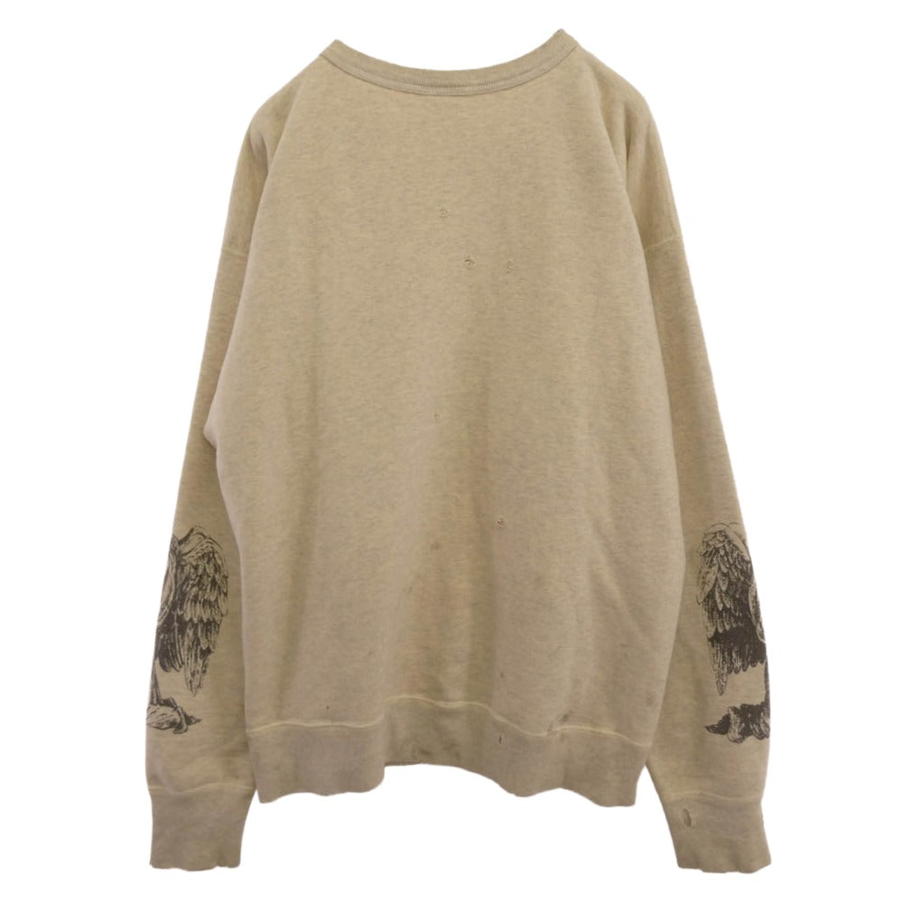 SAINT MICHAEL セントマイケル 22AW SM-A22-0000-017 CRW SWT MOTHER GREY クルーネック プルオーバー スウェット トレーナー ユーズド加工 グレー系 XL【中古】