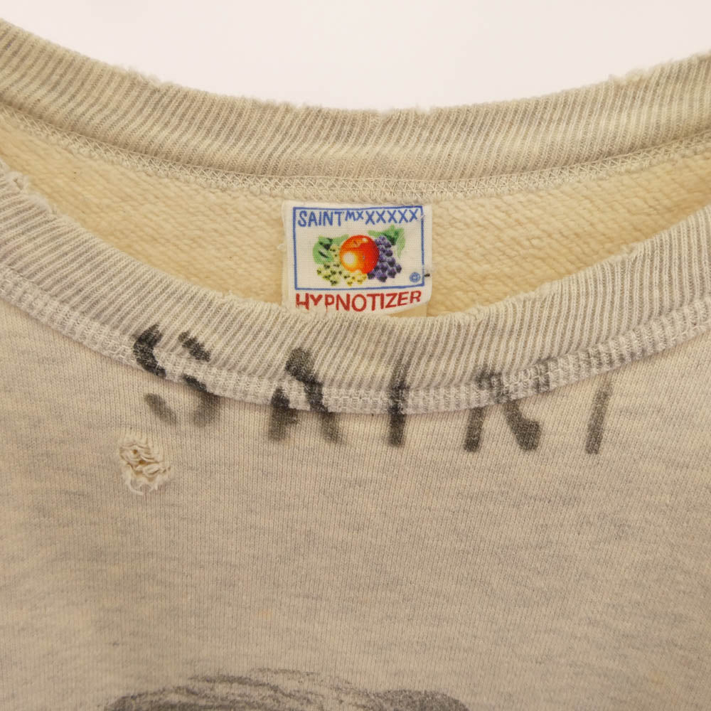 SAINT MICHAEL セントマイケル 22AW SM-A22-0000-017 CRW SWT MOTHER GREY クルーネック プルオーバー スウェット トレーナー ユーズド加工 グレー系 XL【中古】