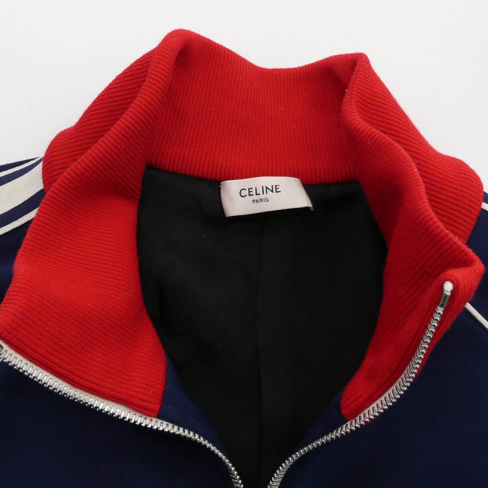 CELINE セリーヌ 2Y07H121O トリオンフ 刺繍 トリオンフ トラック スーツ ジャケット ダブルフェイス ネイビー系 レッド系 XL【中古】