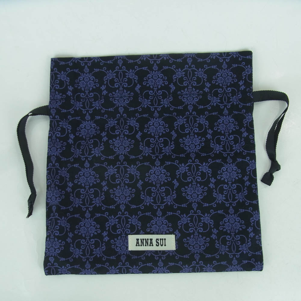 ANNA SUI アナスイ 317100-10 チェイス バタフライ ステッチ ロング ウォレット 長財布 ブラック系【極上美品】【中古】