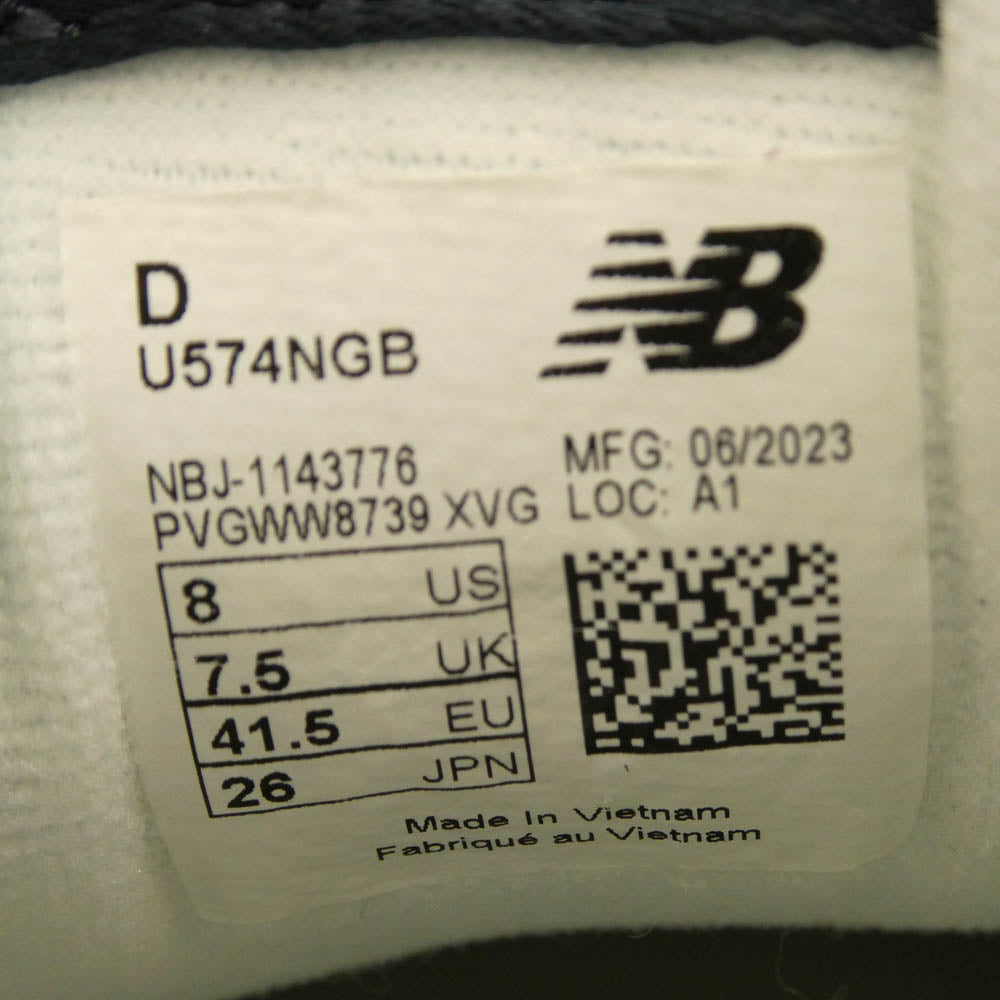 NEW BALANCE ニューバランス U574NGB スエード ローカット スニーカー ホワイト系 26cm【中古】