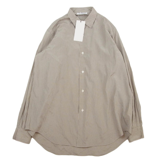 MT4103-0602C CHARLES SILK COTTON STRIPE チャールズ シルクコットンストライプ 長袖 シャツ グリーン系 2【中古】