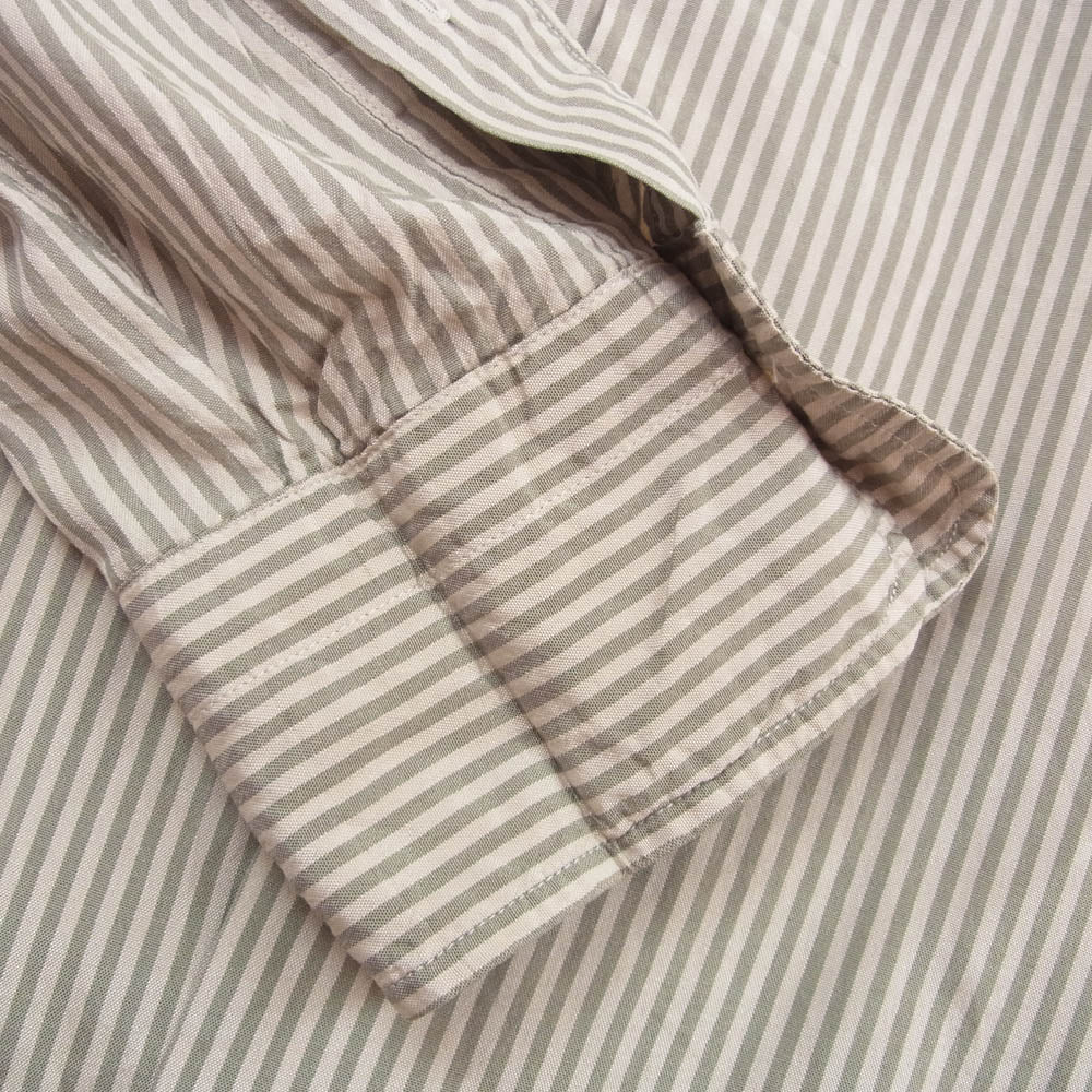 MT4103-0602C CHARLES SILK COTTON STRIPE チャールズ シルクコットンストライプ 長袖 シャツ グリーン系 2【中古】