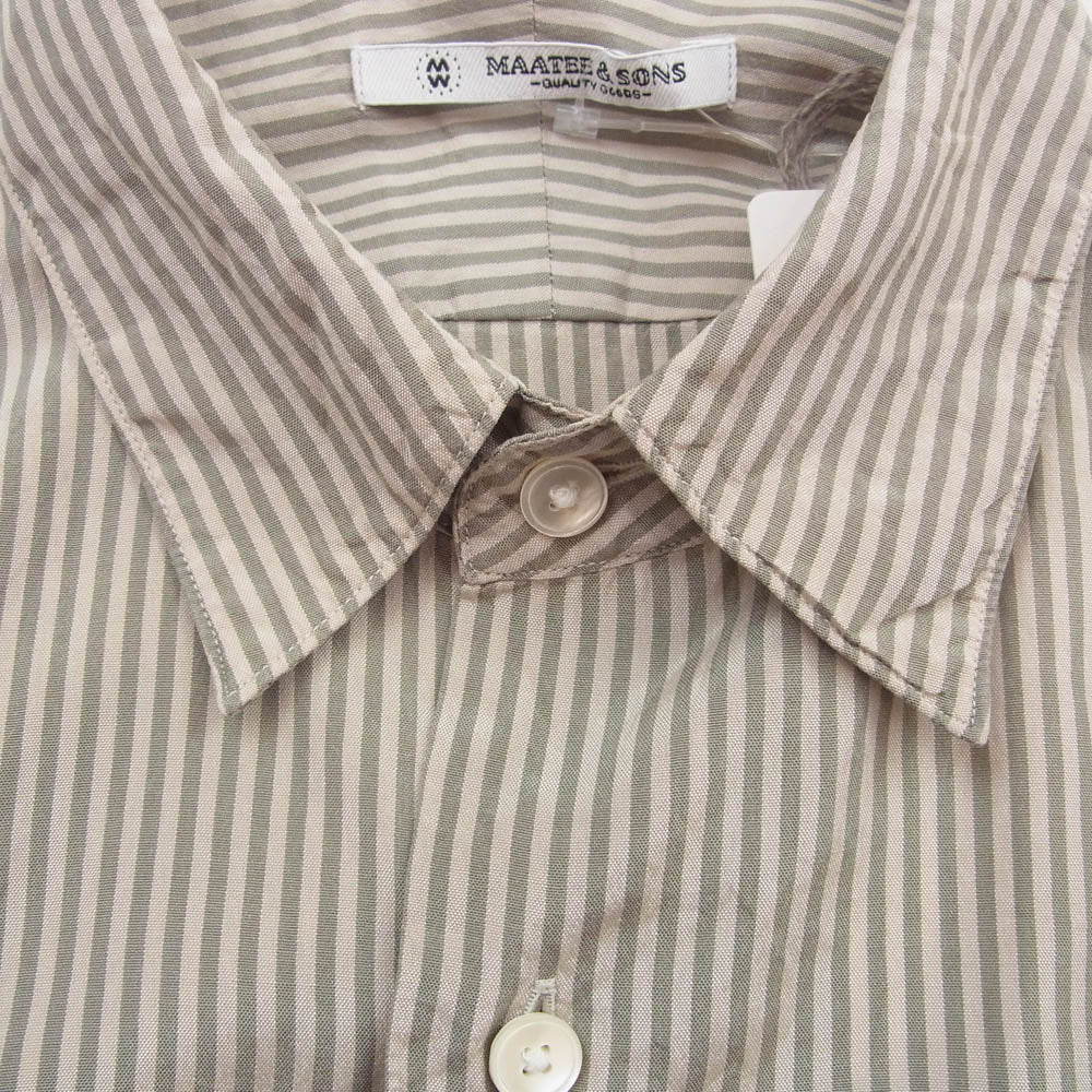MT4103-0602C CHARLES SILK COTTON STRIPE チャールズ シルクコットンストライプ 長袖 シャツ グリーン系 2【中古】