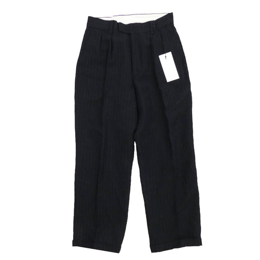 A.PRESSE アプレッセ 21AW 21AAP-04-01M Two Tack Trousers ウールリネン ストライプ 2タック パンツ トラウザー ネイビー系 2【中古】
