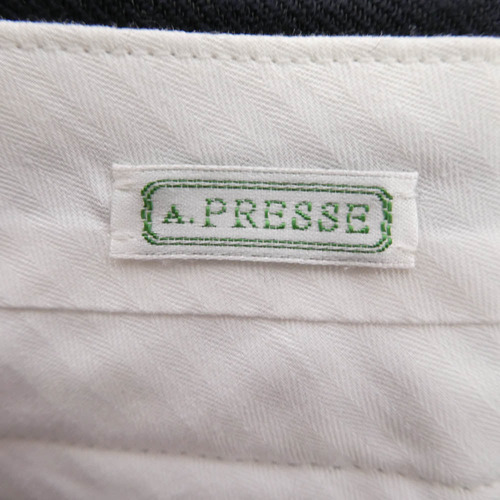 A.PRESSE アプレッセ 21AW 21AAP-04-01M Two Tack Trousers ウールリネン ストライプ 2タック パンツ トラウザー ネイビー系 2【中古】