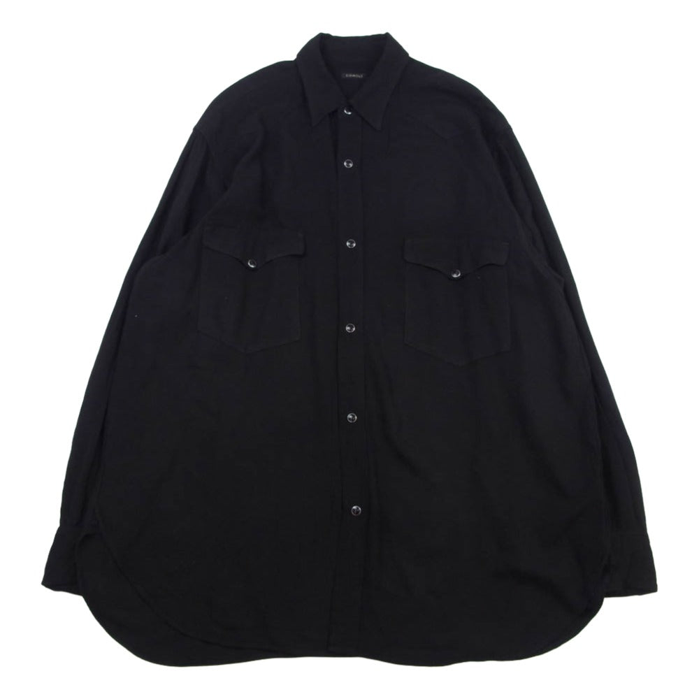 COMOLI コモリ 25SS B01-02003 レーヨン ウエスタン シャツ ブラック系 2【中古】
