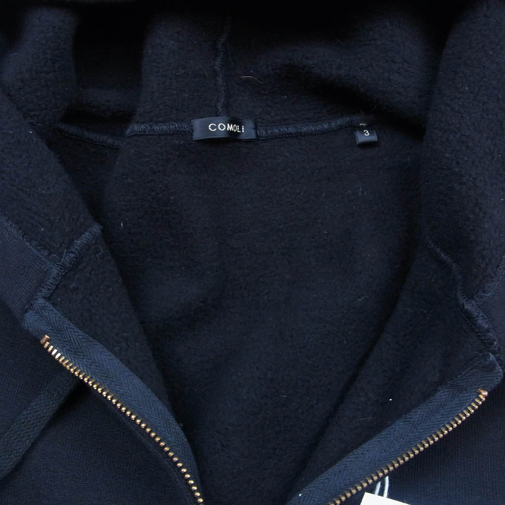 COMOLI コモリ 25SS B01-05001 コットン裏毛ジップパーカー ブラック系 3【中古】