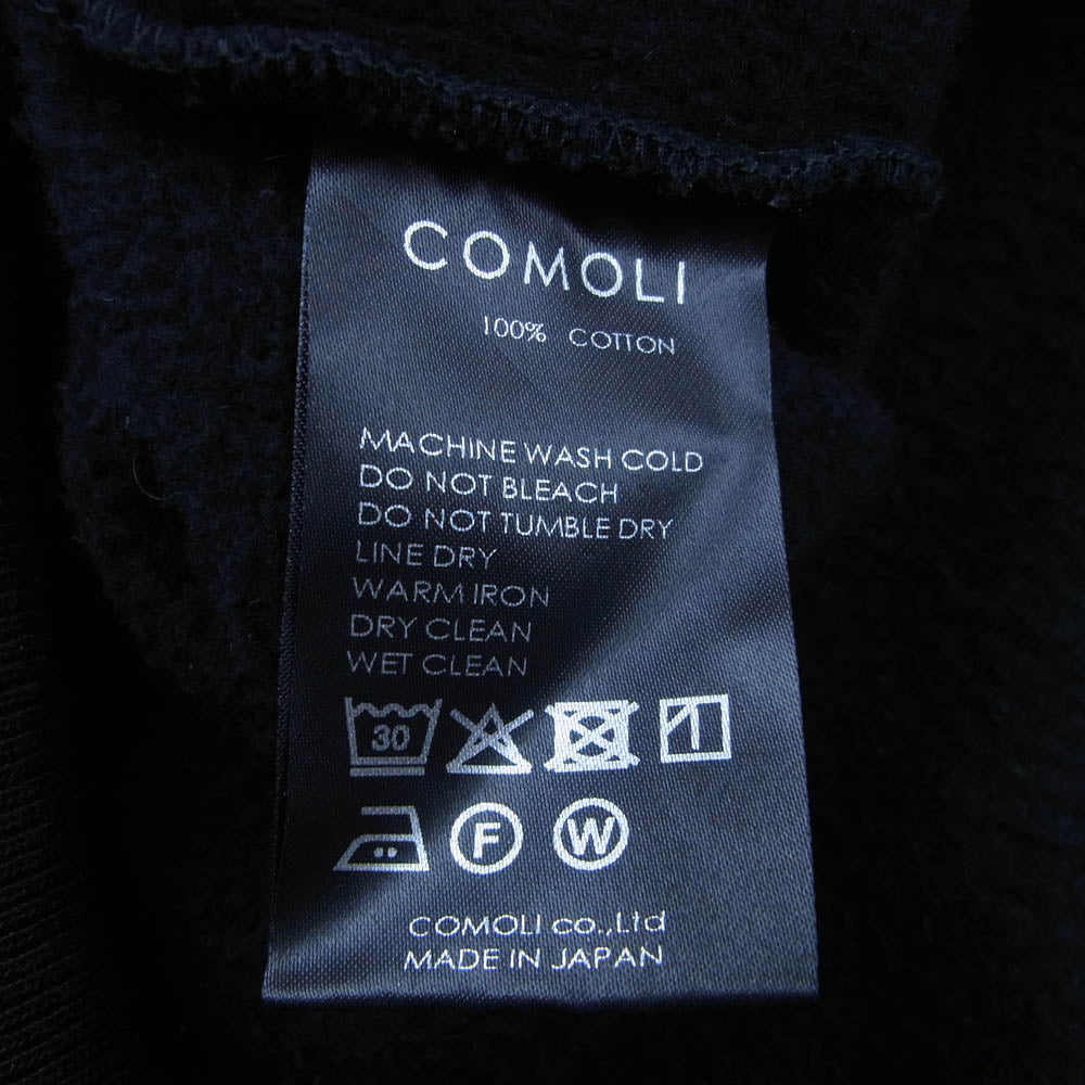 COMOLI コモリ 25SS B01-05001 コットン裏毛ジップパーカー ブラック系 3【中古】