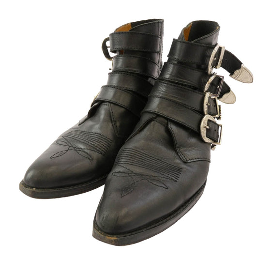 TOGA トーガ VIRILIS ビリリース BALACK LEATHER SILVER BUCKLES レザー バックル ブーツ ブラック系 41【中古】