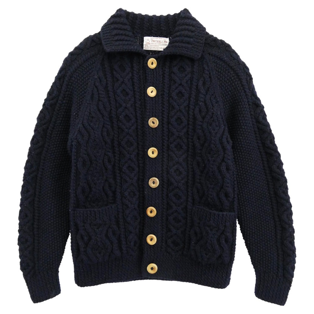 INVERALLAN インバーアラン 茶タグ 3A LUMBER CARDIGAN ランバー カーディガン ハンドニット ネイビー系 サイズ表記なし【中古】