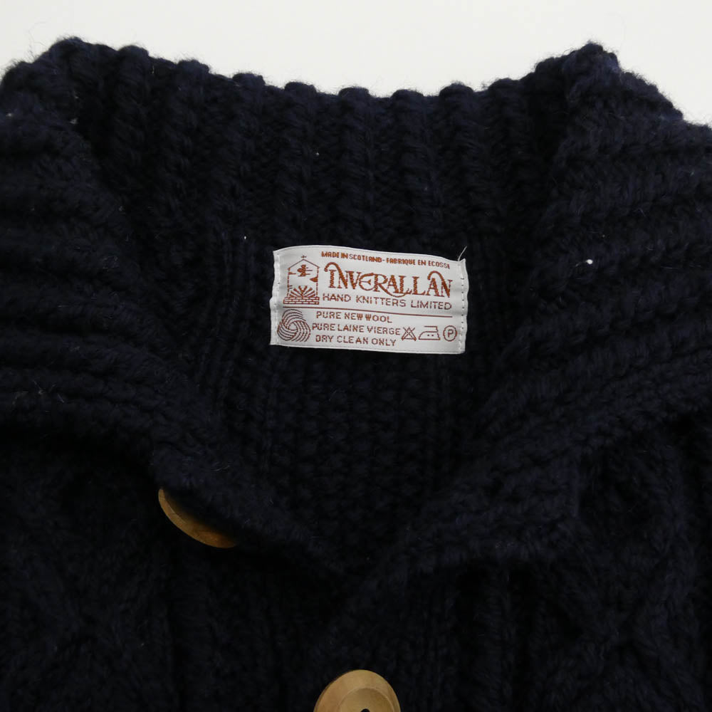 INVERALLAN インバーアラン 茶タグ 3A LUMBER CARDIGAN ランバー カーディガン ハンドニット ネイビー系 サイズ表記なし【中古】