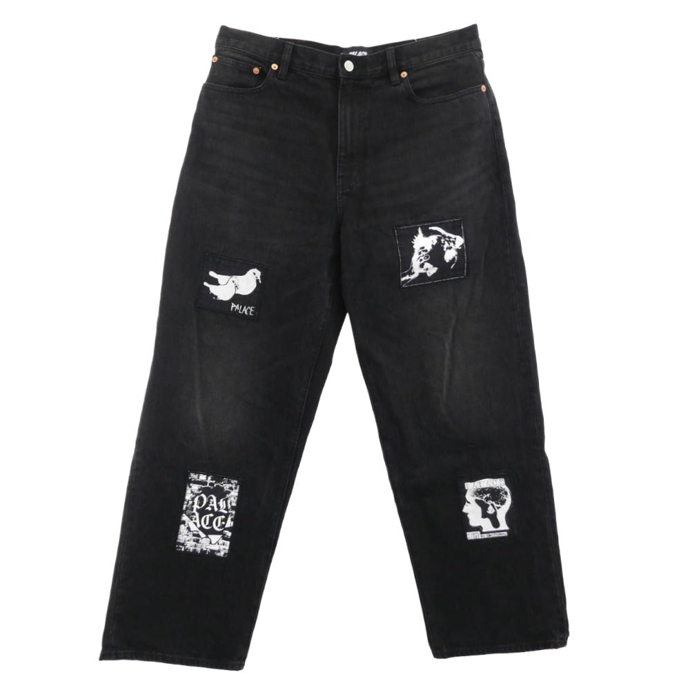 PALACE パレス 25SS P90 BAGGY JEAN PATCH UP バギー ジーンズ パッチ アップ デニム パンツ ブラック系 32【中古】
