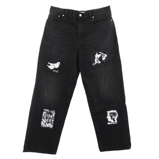 PALACE パレス 25SS P90 BAGGY JEAN PATCH UP バギー ジーンズ パッチ アップ デニム パンツ ブラック系 32【中古】