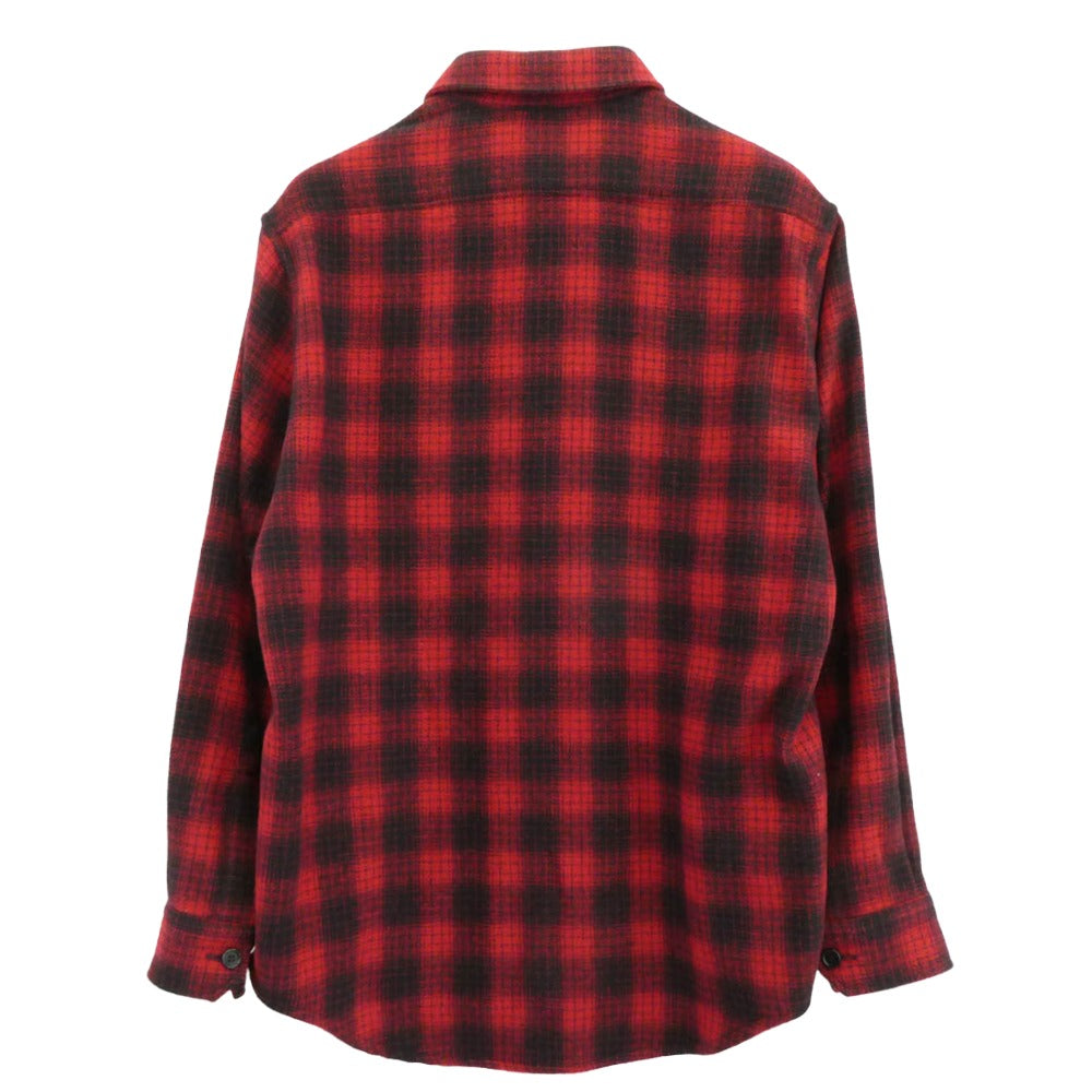 CELINE セリーヌ 22AW 2C574017F loose wool check shirt ルーズ チェック 長袖 シャツ レッド系 ブラック系 37【中古】