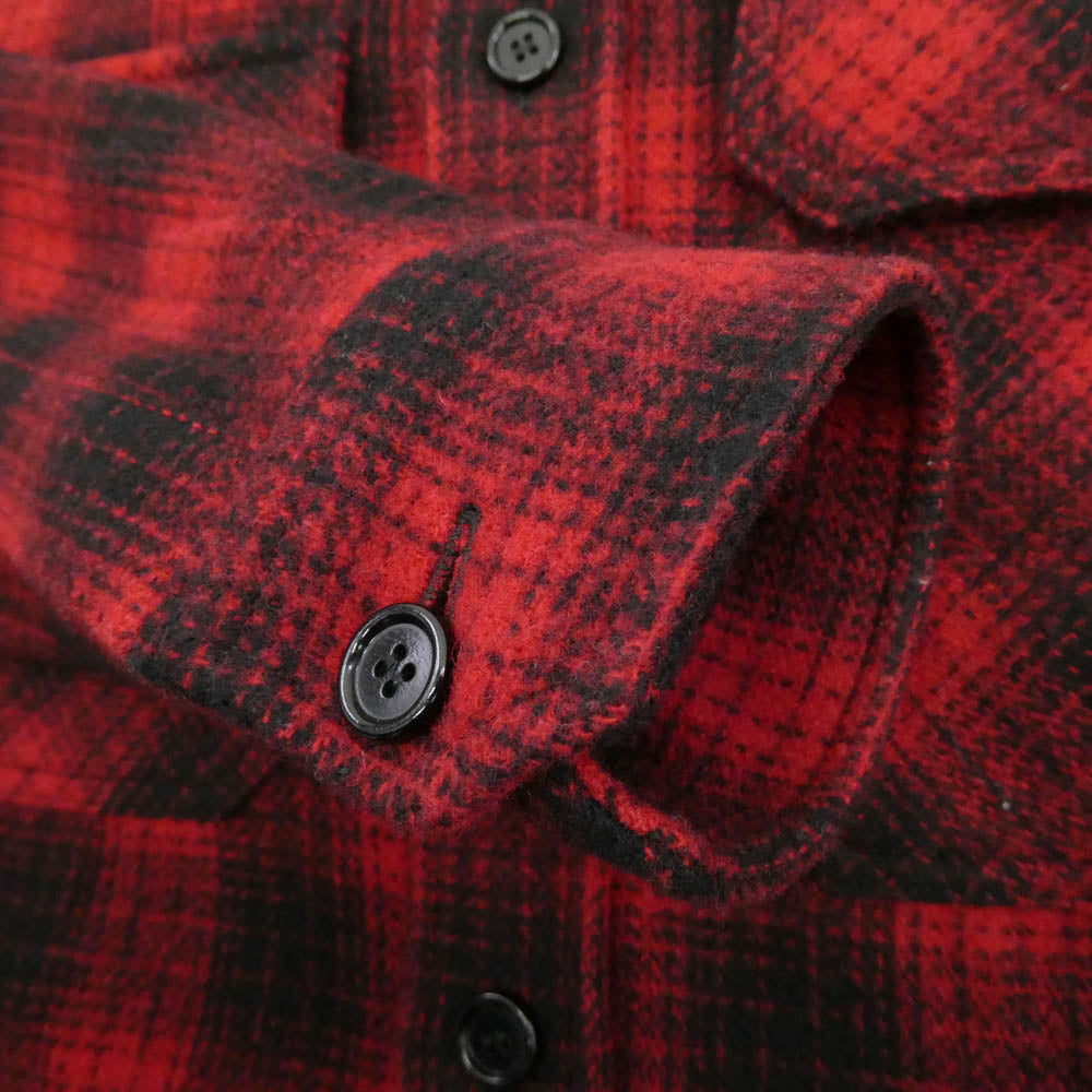 CELINE セリーヌ 22AW 2C574017F loose wool check shirt ルーズ チェック 長袖 シャツ レッド系 ブラック系 37【中古】