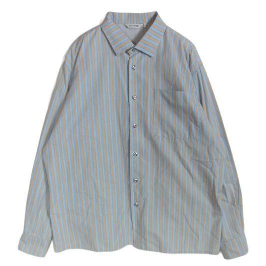 marimekko マリメッコ Piccolo Jokapoika ピッコロ ヨカポイカ 長袖 ストライプ シャツ ライトブルー系 M【中古】