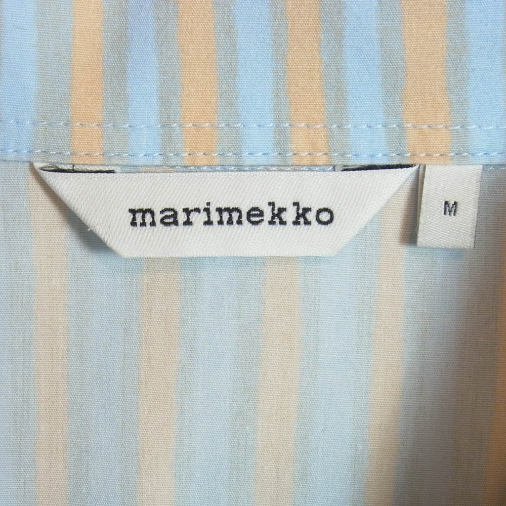 marimekko マリメッコ Piccolo Jokapoika ピッコロ ヨカポイカ 長袖 ストライプ シャツ ライトブルー系 M【中古】