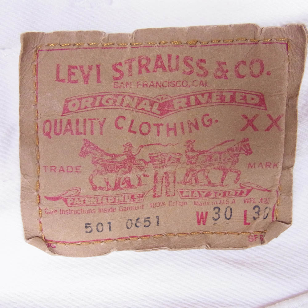 Levi's リーバイス 90s 501 ホワイトデニム サークルR 裏刻印552 ボタンフライ デニム パンツ ホワイト系 W30/L30【中古】