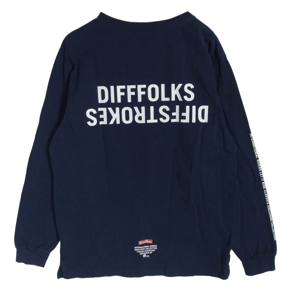 LET IT RIDE レットイットライド C8-L420 × champion チャンピオン ロゴプリント 長袖 ロンT カットソー ネイビー系 XL【中古】
