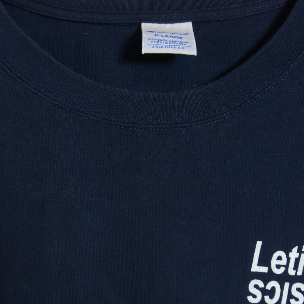 LET IT RIDE レットイットライド C8-L420 × champion チャンピオン ロゴプリント 長袖 ロンT カットソー ネイビー系 XL【中古】