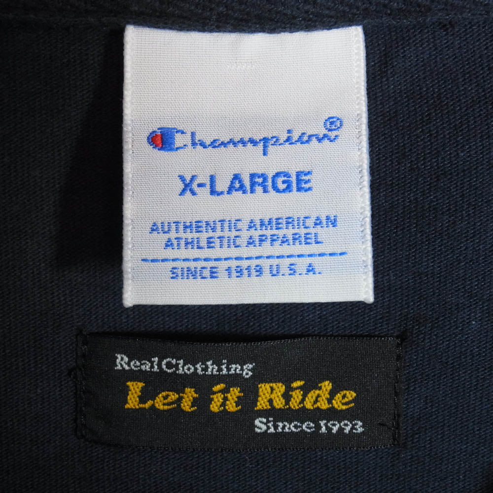 LET IT RIDE レットイットライド C8-L420 × champion チャンピオン ロゴプリント 長袖 ロンT カットソー ネイビー系 XL【中古】