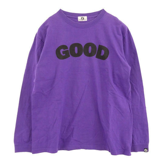 GOODENOUGH グッドイナフ GOODE logo long sleeve cut and sew ロングスリーブカットソー 袖グラムg タグ 長袖 Tシャツ ロンT パープル系 サイズタグ欠損【中古】