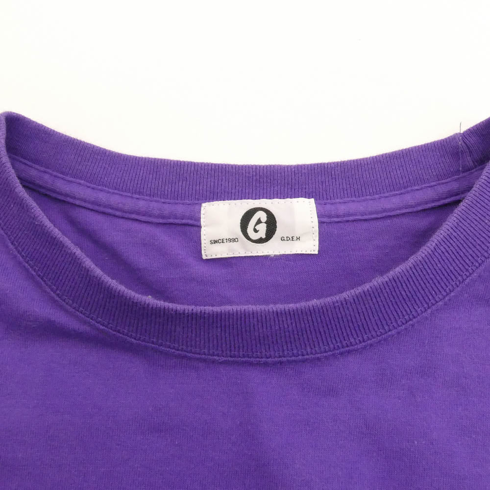 GOODENOUGH グッドイナフ GOODE logo long sleeve cut and sew ロングスリーブカットソー 袖グラムg タグ 長袖 Tシャツ ロンT パープル系 サイズタグ欠損【中古】