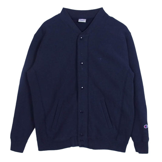 Champion チャンピオン C8-Q042 × REVERSE WAVE SNAP SWEAT リバースウィーブ スナップ ジップ スウェット カーディガン ジャケット ネイビー系 L【中古】