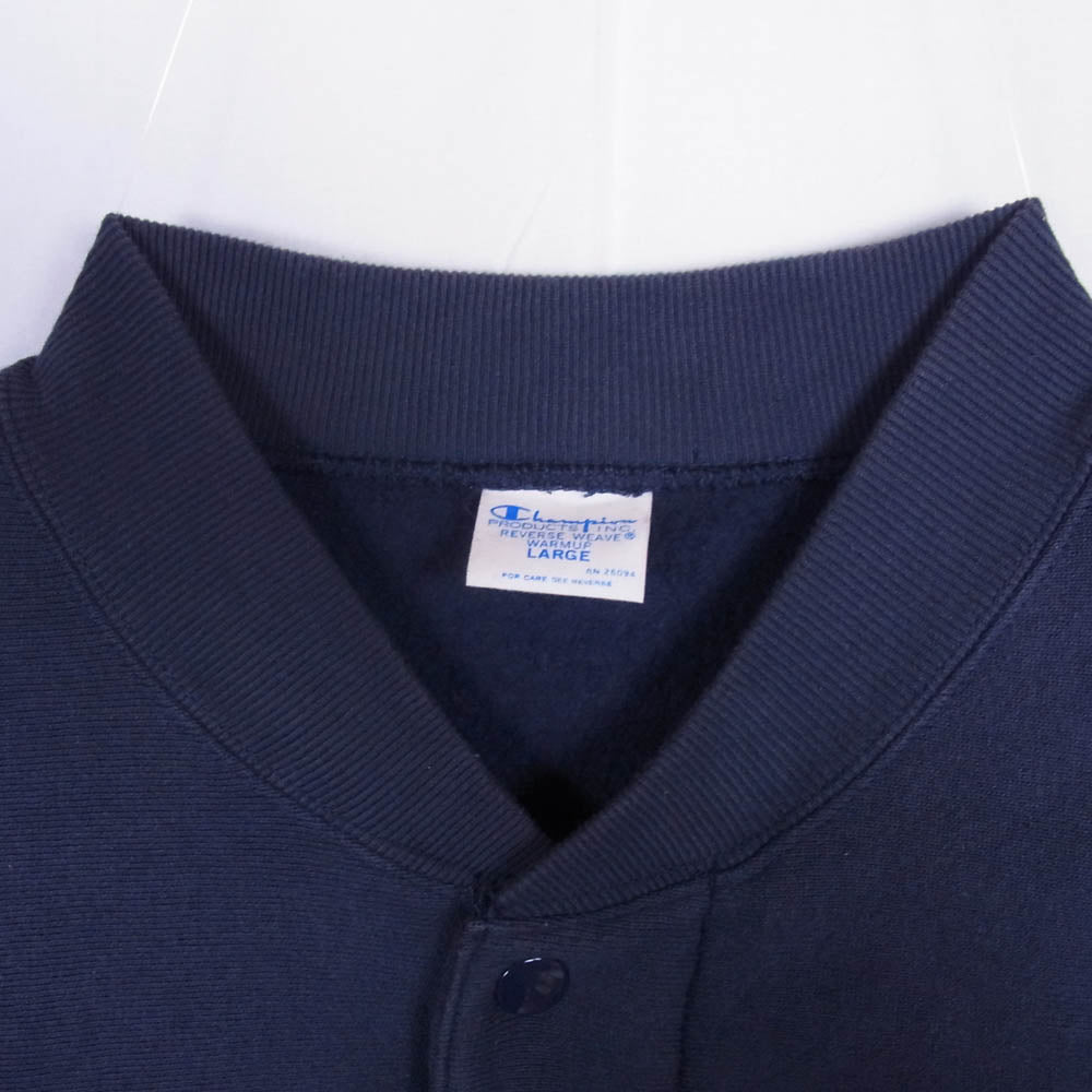 Champion チャンピオン C8-Q042 × REVERSE WAVE SNAP SWEAT リバースウィーブ スナップ ジップ スウェット カーディガン ジャケット ネイビー系 L【中古】