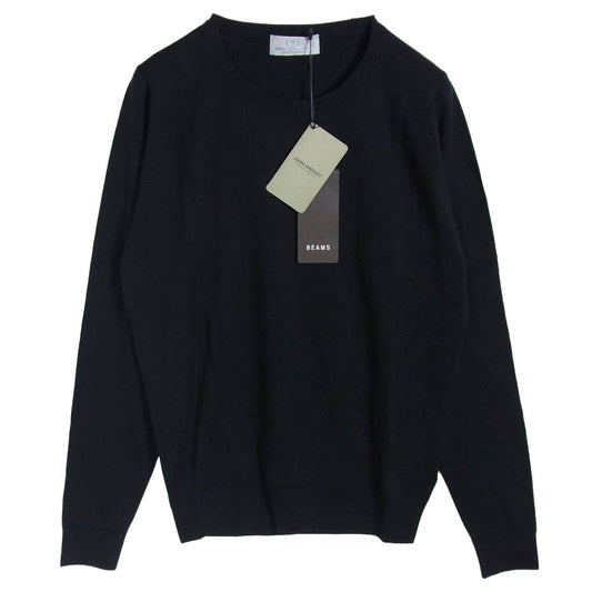 JOHN SMEDLEY ジョンスメドレー BEAMS F ビームスF別注 メリノウール クルーネック ニット セーター ブラック系 S【極上美品】【中古】