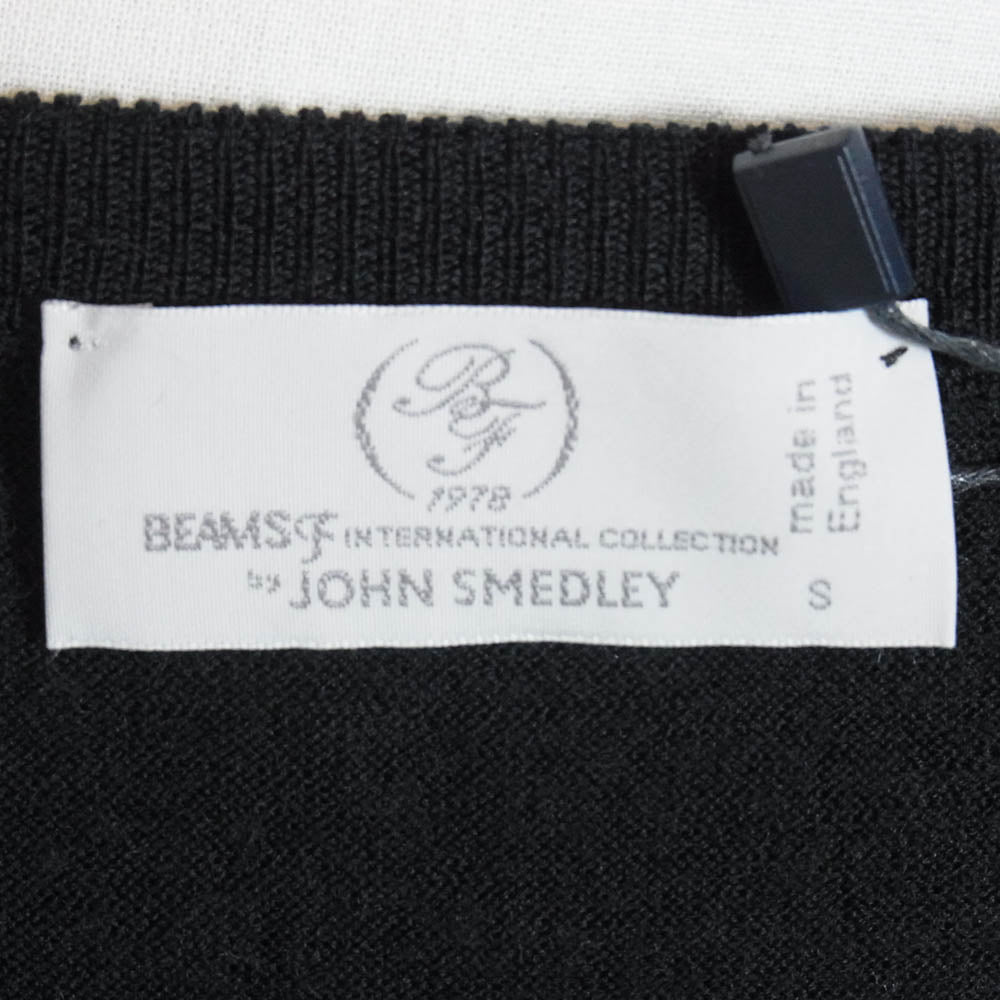 JOHN SMEDLEY ジョンスメドレー BEAMS F ビームスF別注 メリノウール クルーネック ニット セーター ブラック系 S【極上美品】【中古】
