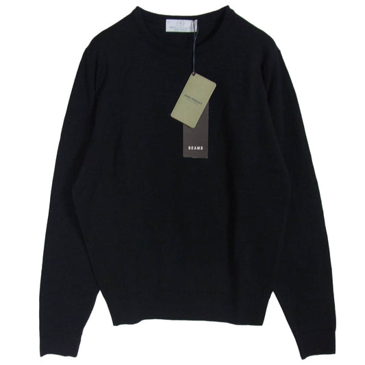 JOHN SMEDLEY ジョンスメドレー BEAMS F ビームスF別注 メリノウール クルーネック ニット セーター ブラック系 S【極上美品】【中古】