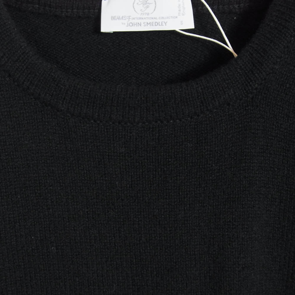 JOHN SMEDLEY ジョンスメドレー BEAMS F ビームスF別注 カシミヤ混 ウール クルーネック ニット セーター ブラック系 S【極上美品】【中古】