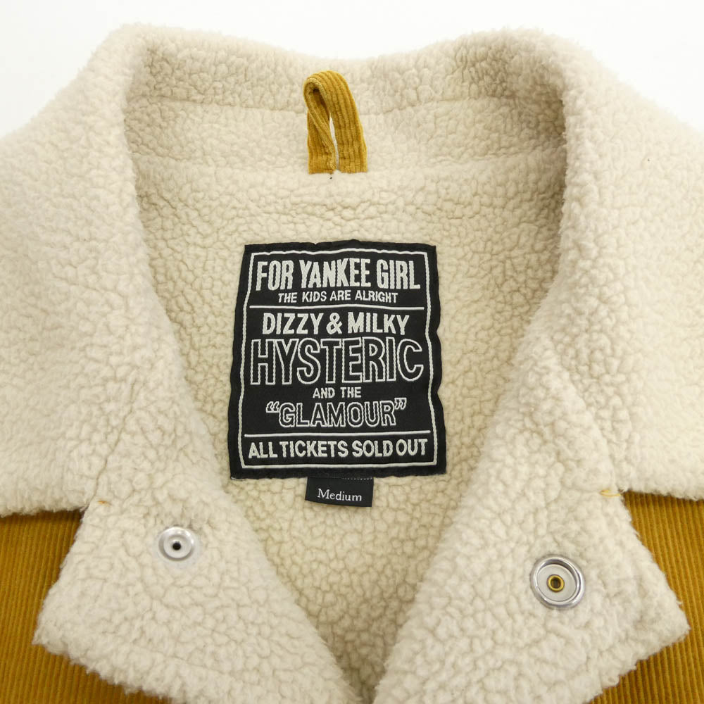 HYSTERIC GLAMOUR ヒステリックグラマー 22AW 02223AC06 コーデュロイ ボア ランチコート ジャケット イエロー系 M【中古】
