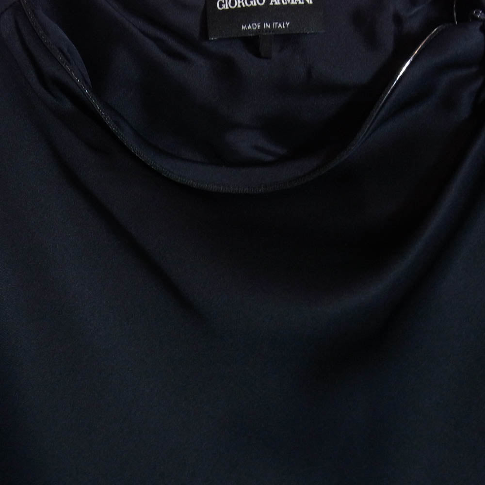 GIORGIO ARMANI ジョルジオアルマーニ シルク ブラウス カットソー ダークネイビー系 50【中古】