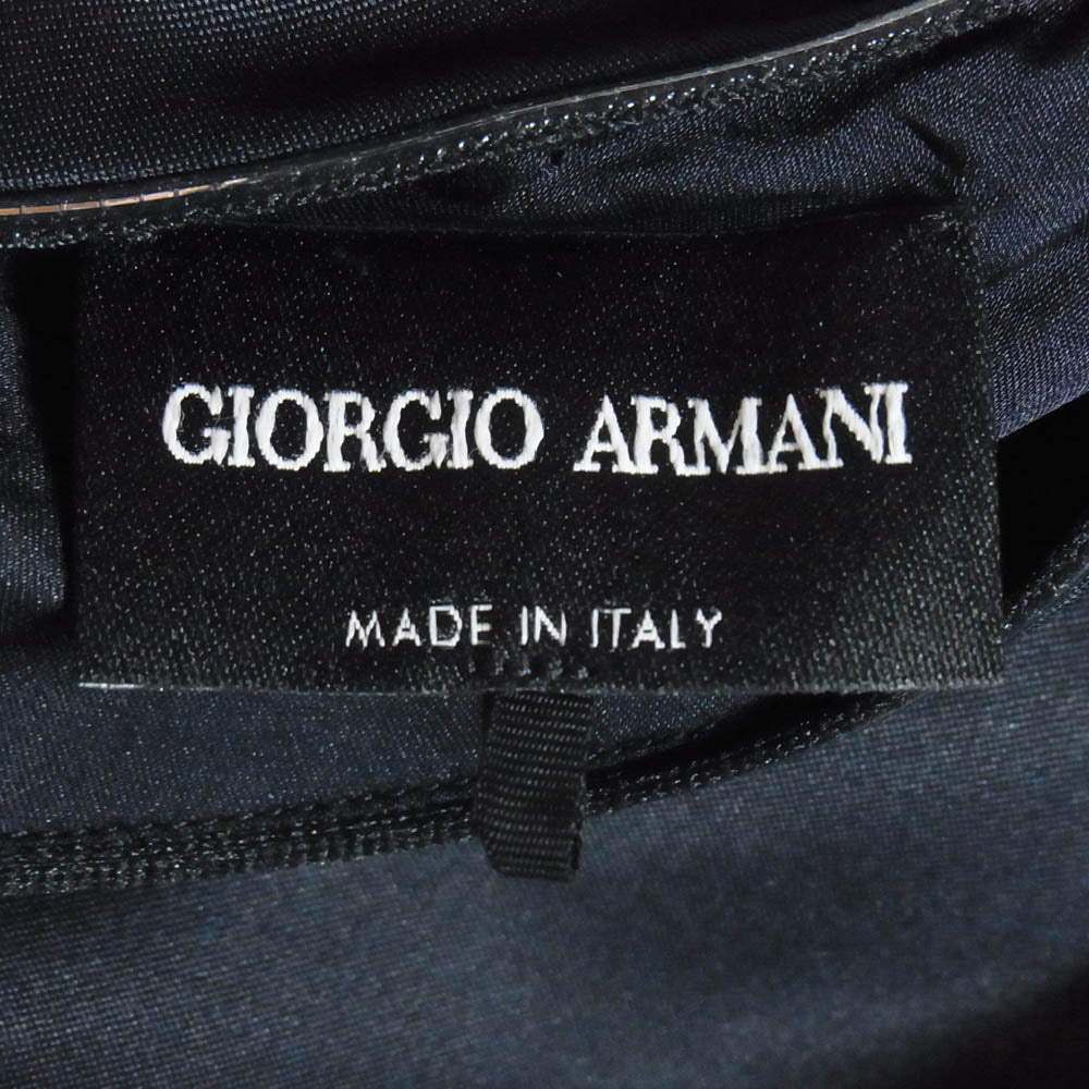 GIORGIO ARMANI ジョルジオアルマーニ シルク ブラウス カットソー ダークネイビー系 50【中古】