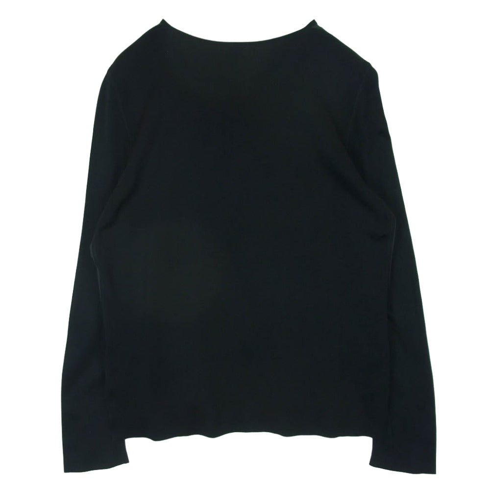 HERMES エルメス シルク100% フロント切替 ハイゲージ ニット フランス製 ブラック系 ダークグレー系 44【中古】