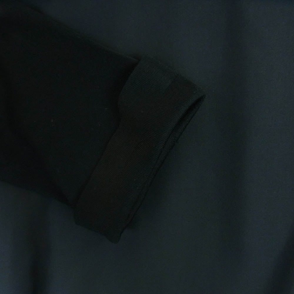 HERMES エルメス シルク100% フロント切替 ハイゲージ ニット フランス製 ブラック系 ダークグレー系 44【中古】